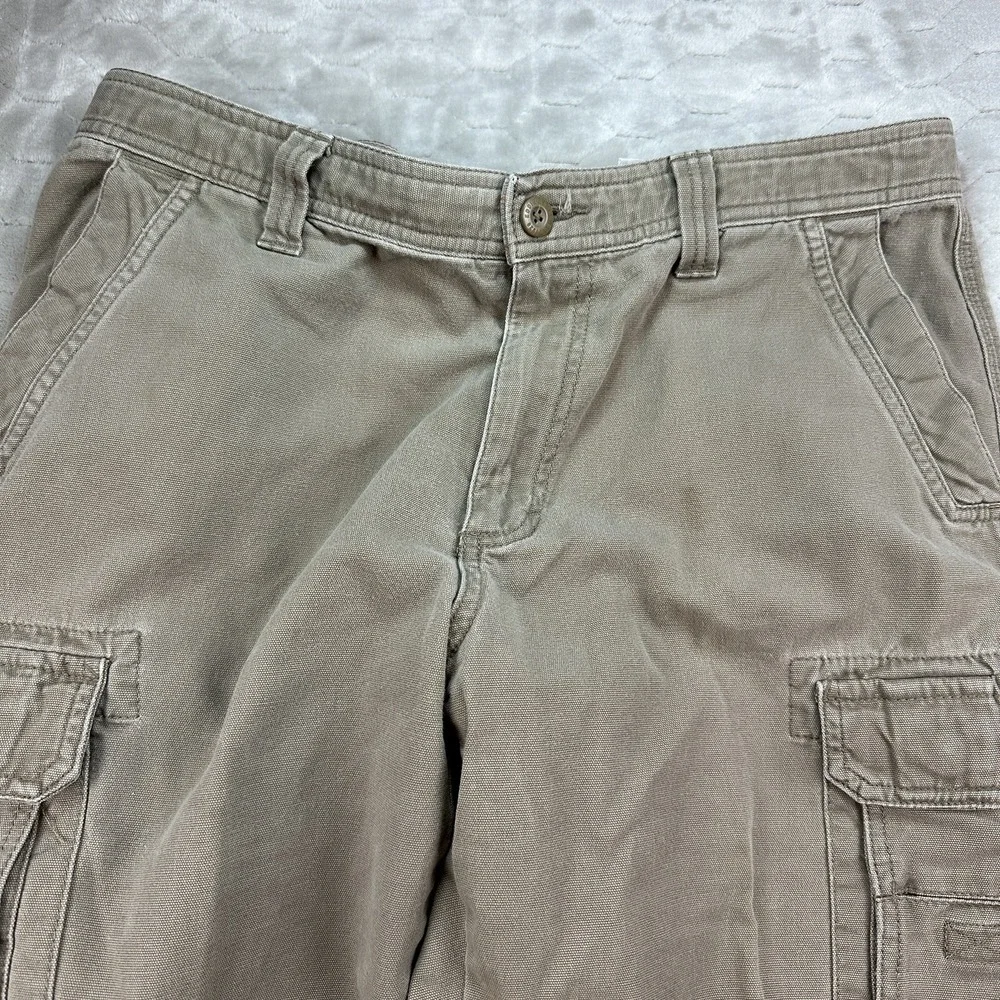 Eddie Bauer Mens Brown 34x28 Cargo Pants Pocket Button Zip Closure Straight Cut